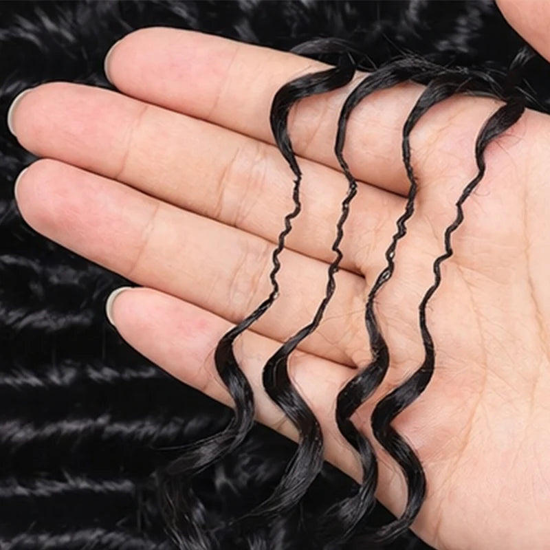 Miracle Knots Human Feather Crochet Hair Deep Wave with No Spiral Ends - Pre-Separated Knotless Crochet Braids for Seamless Blending