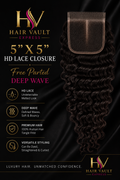 5" x 5" HD Lace Closure Free Parted Deep Wave