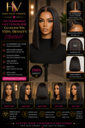 5x5 Transparent Lace Closure Bob Glueless Wig 150% Density Straight