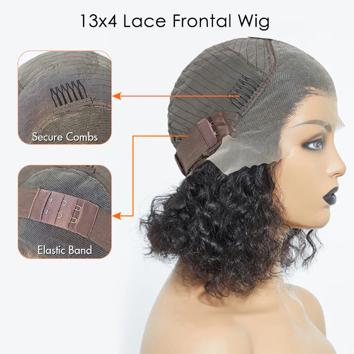 150% Density 13"x4" Transparent Lace Frontal Bob Wig Water Wavy
