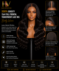 200% Density 13x4 Full Frontal Transparent Lace Wig Body Wave