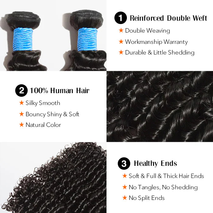 100% Virgin Hair Bundles Brazilian Deep Curly