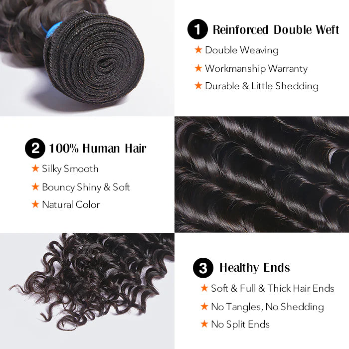 100% Virgin Hair Bundles Brazilian Deep Wavy