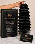 Miracle Knots Human Feather Crochet Hair Deep Wave with No Spiral Ends - Pre-Separated Knotless Crochet Braids for Seamless Blending