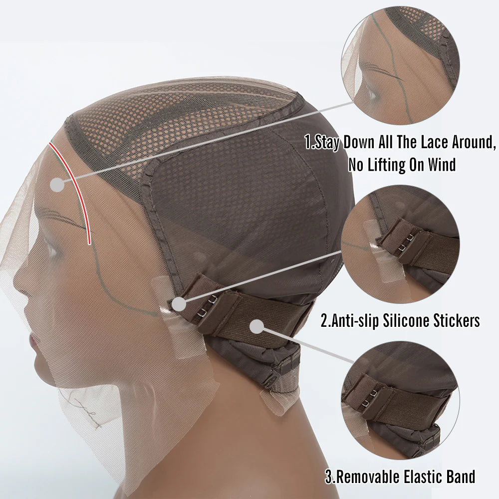 13x6 Transparent Pre-bleached Max 3D Cap Glueless Frontal Lace Wig 150% Density Loose Deep Wave