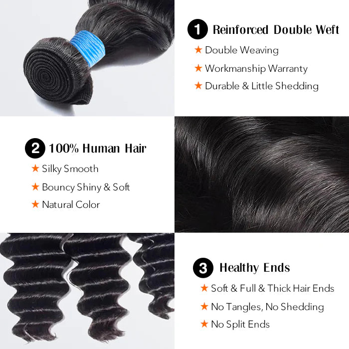 100% Brazilian Virgin Hair Bundles Loose Deep Wave