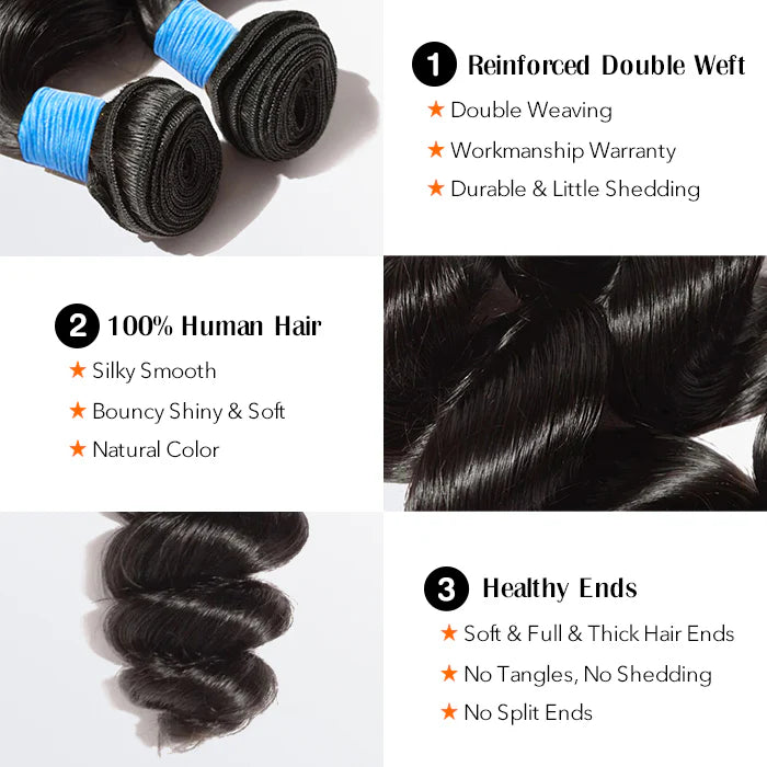 100% Virgin Hair Bundles Brazilian  Loose Wavy