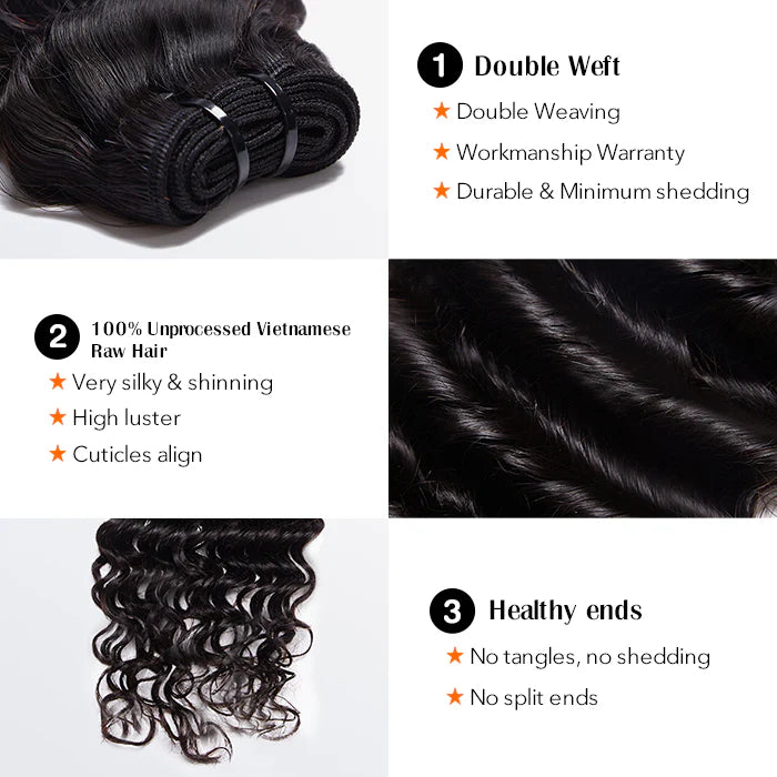 Raw Vietnam Hair Bundles Deep Wave
