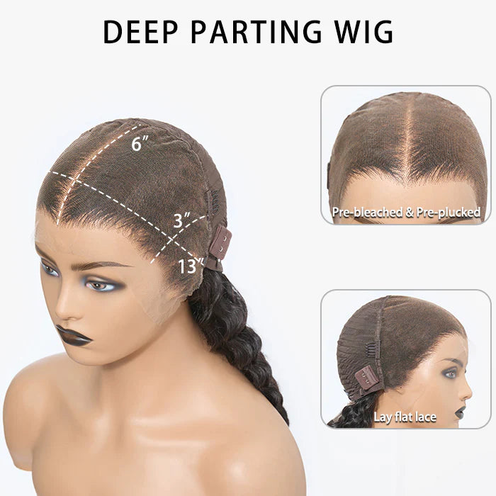 13x6 Transparent Lace Parting Max 3D Cap Glueless Frontal Lace Wig 150% Density Water Wave