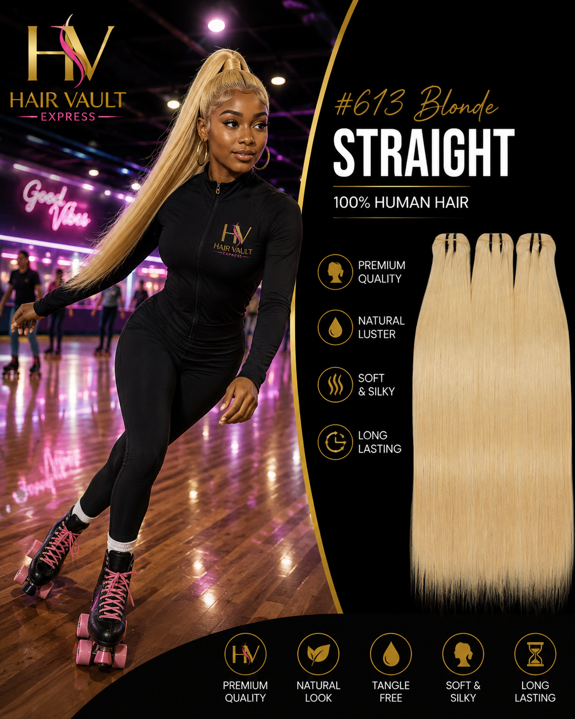 Premium Raw Indian Hair #613 Lightest Blonde Straight