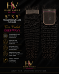 5" x 5" Transparent Lace Closure Free Parted Deep Wavy