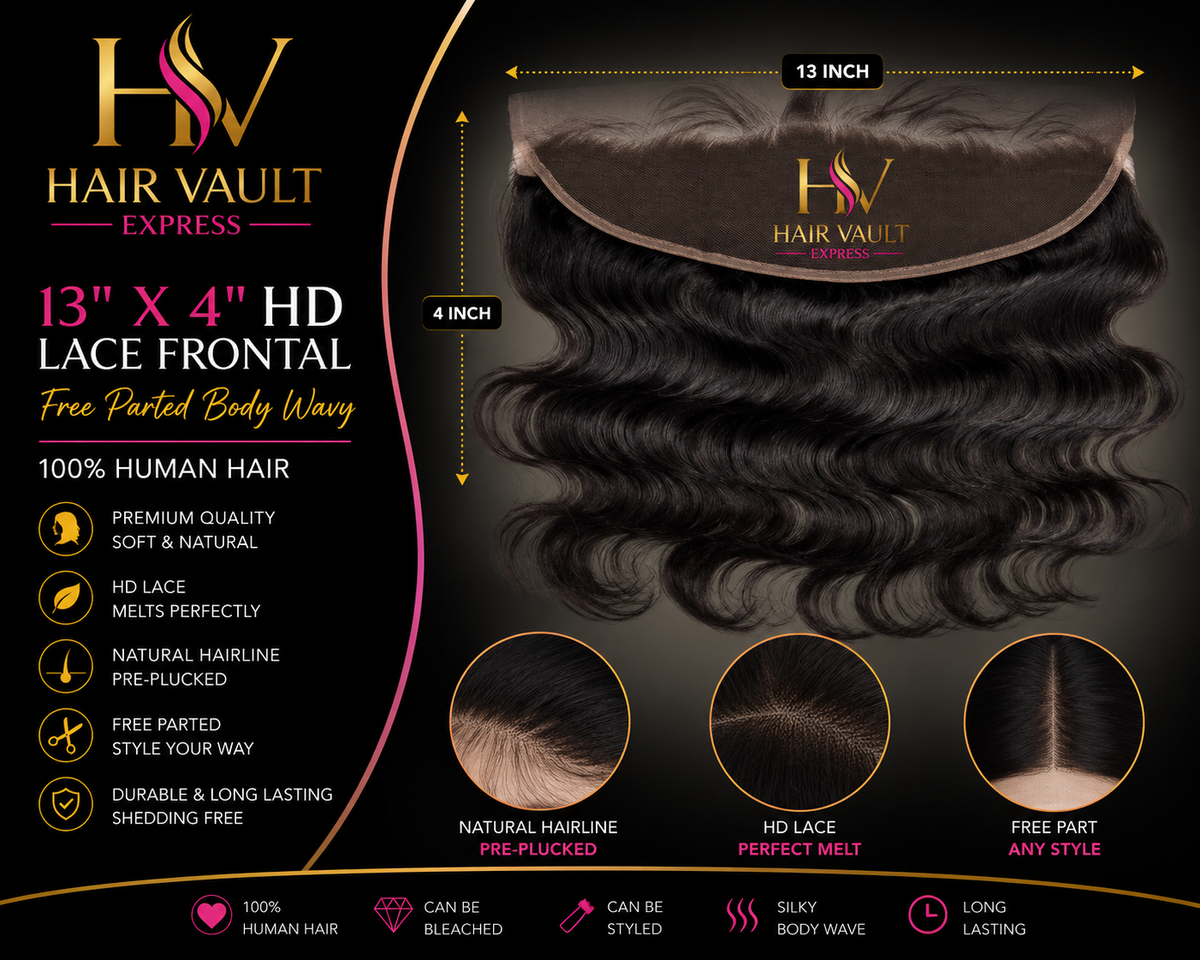 13" x 4" HD Lace Frontal Free Parted Body Wavy