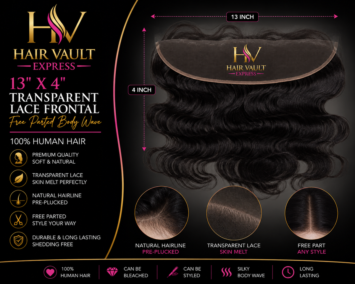 13" x 4" Transparent Lace Frontal Free Parted Body Wavy