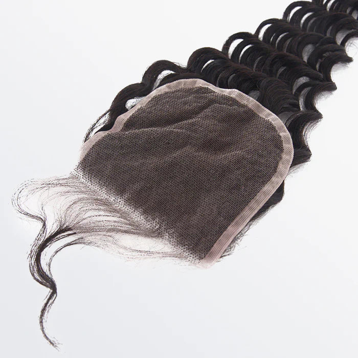 4" x 4" Transparent Lace Closure Deep Wave Free Parted
