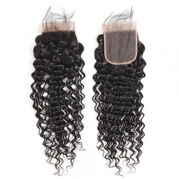 4" x 4" Transparent Lace Closure Deep Wave Free Parted