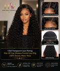 13x6 Transparent Lace Parting Max 3D Cap Glueless Frontal Lace Wig 150% Density Water Wave
